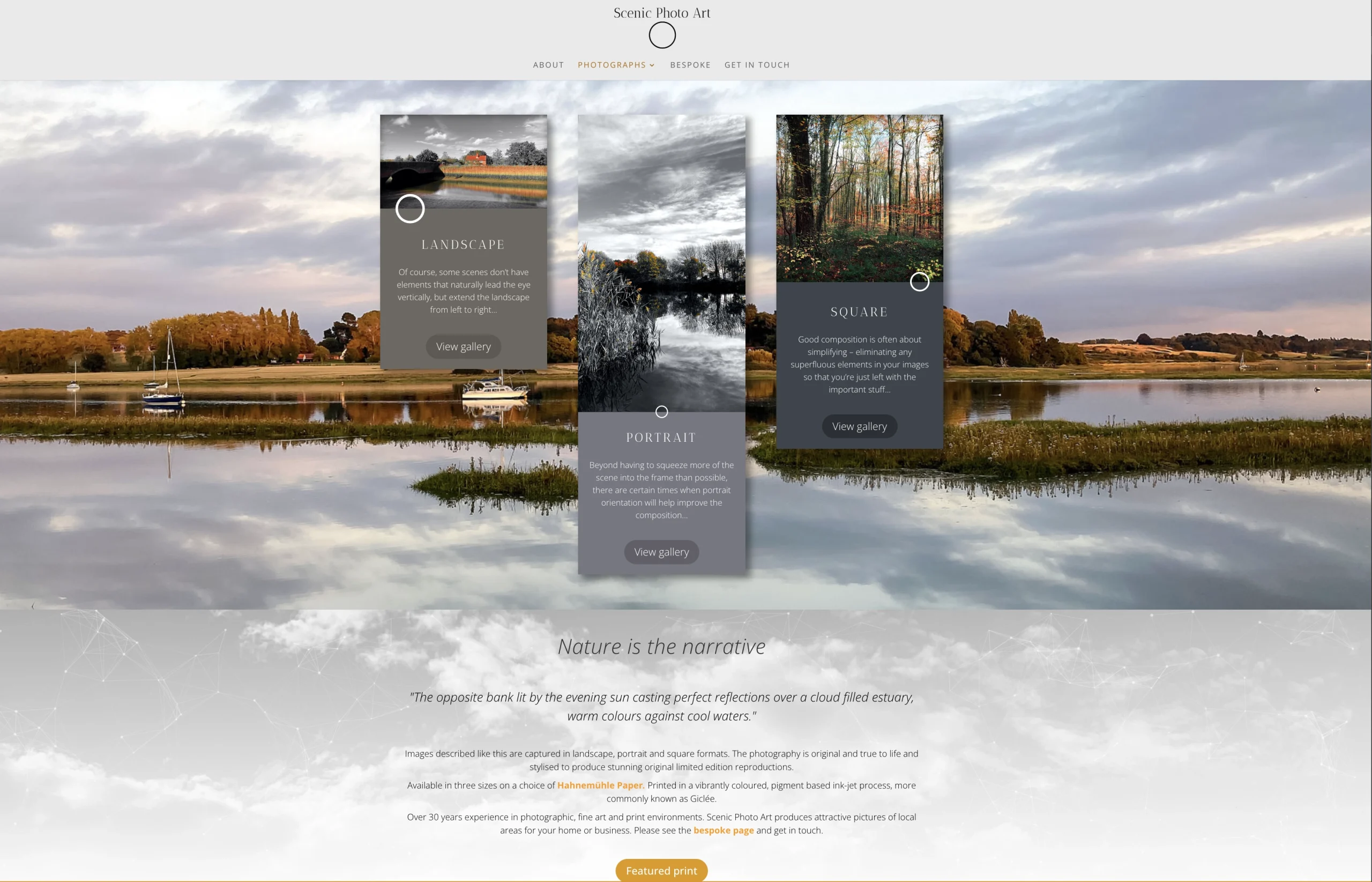 Scenic Photo Art fine art print selection and ecommerce presentation